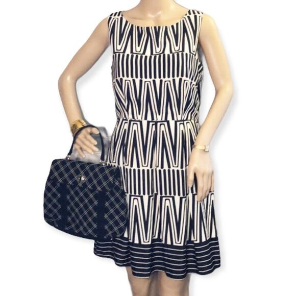 Pink Owl Geometric Print Dress 1950s Styling Juniors Size Medium - Picture 1 of 10